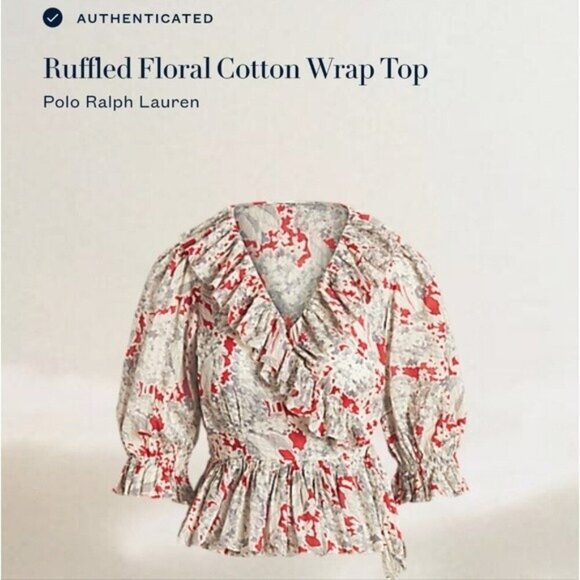 Polo Ralph Lauren Ruffled Floral Cotton Wrap Top Size XXS NWT - Picture 7 of 12